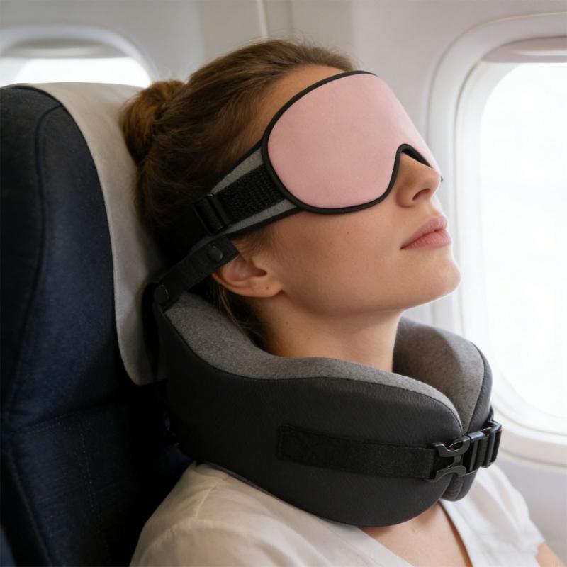 Flexible Comfortable Travel Pillow With Eye Cover For Head And Shoulder Relief On Long Flights And Road excursions P9YB