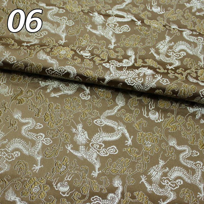 Chinese Traditional Embroidered Silk Brocade Dragon Pattern Fabric Tang Suit Hanfu Cheongsam Kid Wear Pillow Decoration Handmade