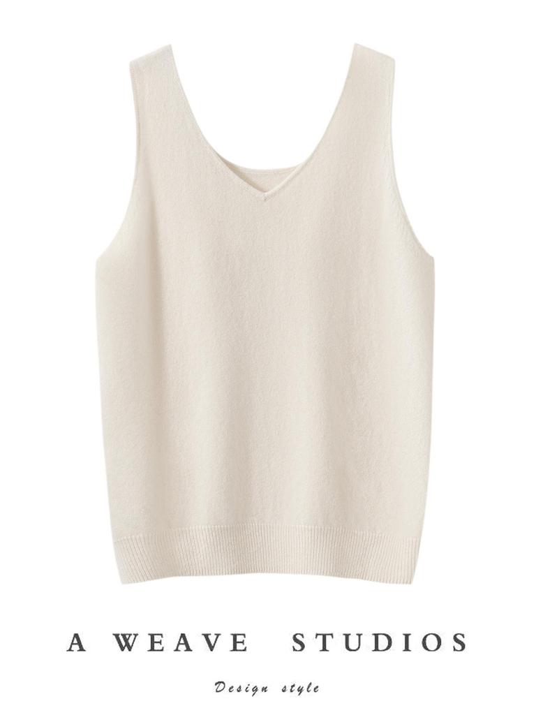 Women's Reversible 100% Cashmere Sleeveless Knit Pullover Vest
