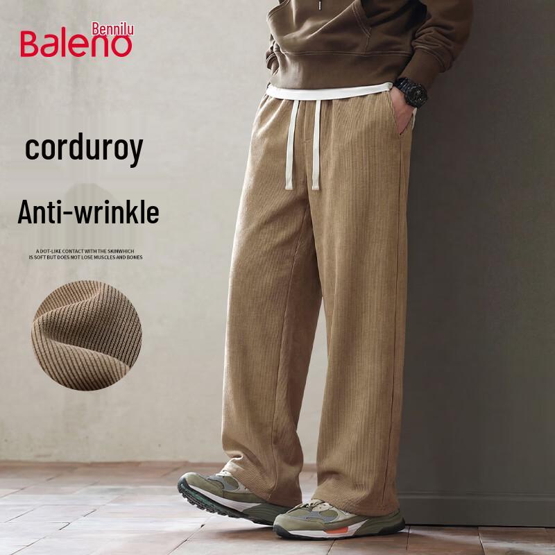 Мужские однотонные вельветовые брюки Wide Leg Baleno 3XL