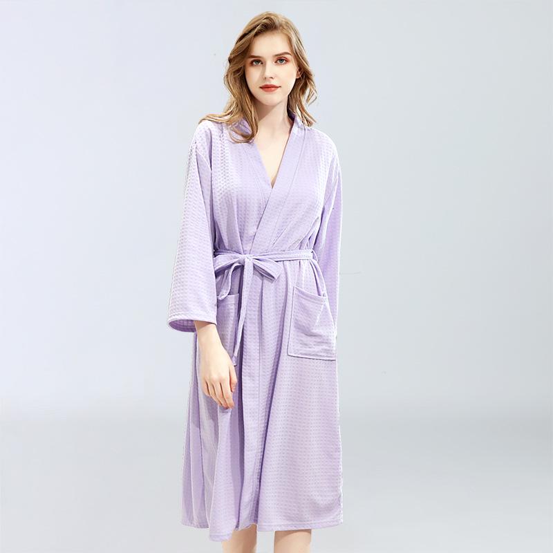 Accappatoio a nido d'ape primaverile ed estivo Accappatoio da donna in stile sottile Pigiama fumante assorbente del sudore, Abbigliamento per la casa da uomo e da donna Camicia da notte per coppia