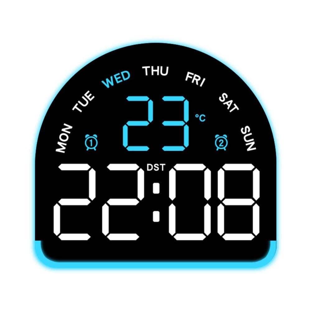 Wall-mounted Electronic Wall Clock Multi-functional Temperature Display Table Clock Date 12/24H Digital LED Clocks for Bedroom