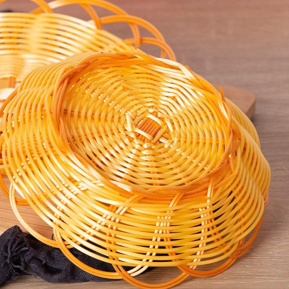 Woven Imitation Rattan Basket Round Fruit Basket New Fruit Tray  Breakfast Cake Snack