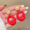 Autumn and Winter Temperament Earrings for Women Retro Contrast Color Big Acrylic Circle Hanging Earrings New Trendy Zircon