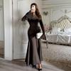 Vestido elegante de cola de pez ajustado de terciopelo francés, europeo y americano transfronterizo, ropa de mujer, otoño e invierno, estación independiente