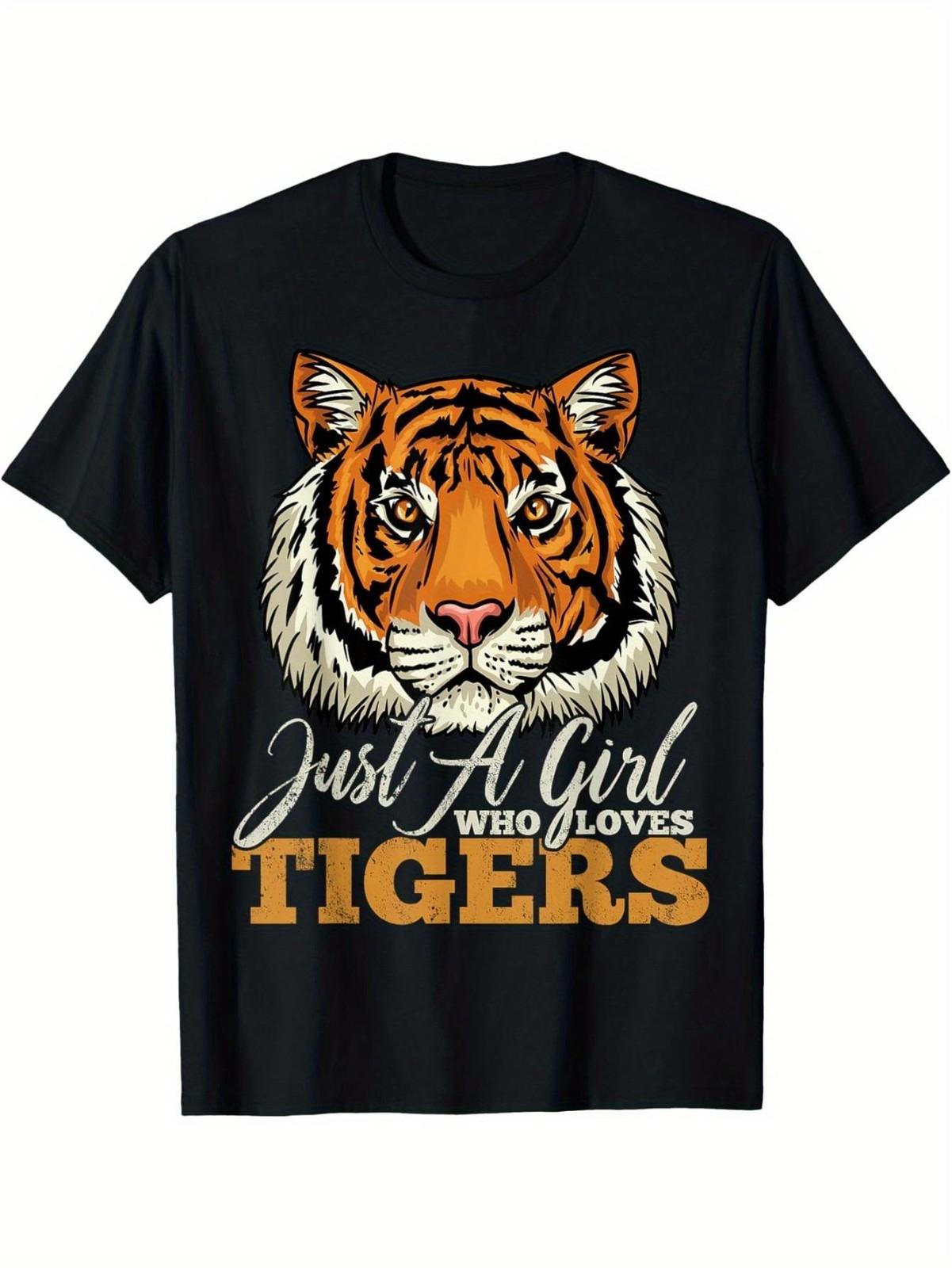 Tiger Just a Girl Who Loves Tigers Gift for Tiger Lovers T-Shirt 180g PLus Siz L