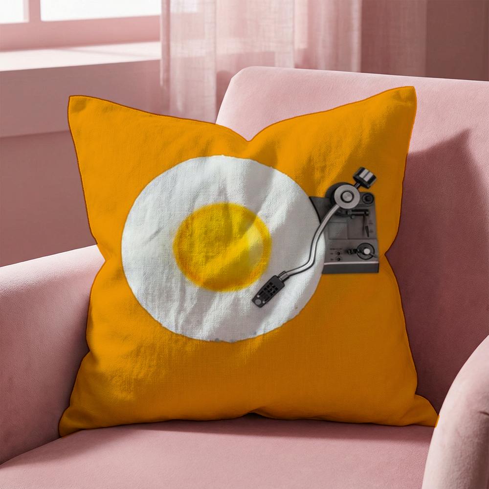 Funny Food Fried Egg Cushion Cover Multi-Scene Pillow Cover for Home & Car - Reversible, Soft & Durable for Daily Use