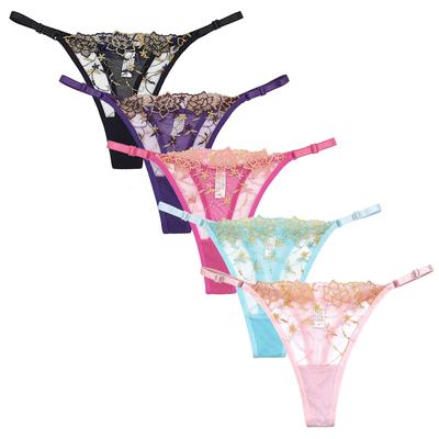 Josigge Sexy Lace Waist Comfortable and Women's T-Back Panties, Breathable, 5-Pack