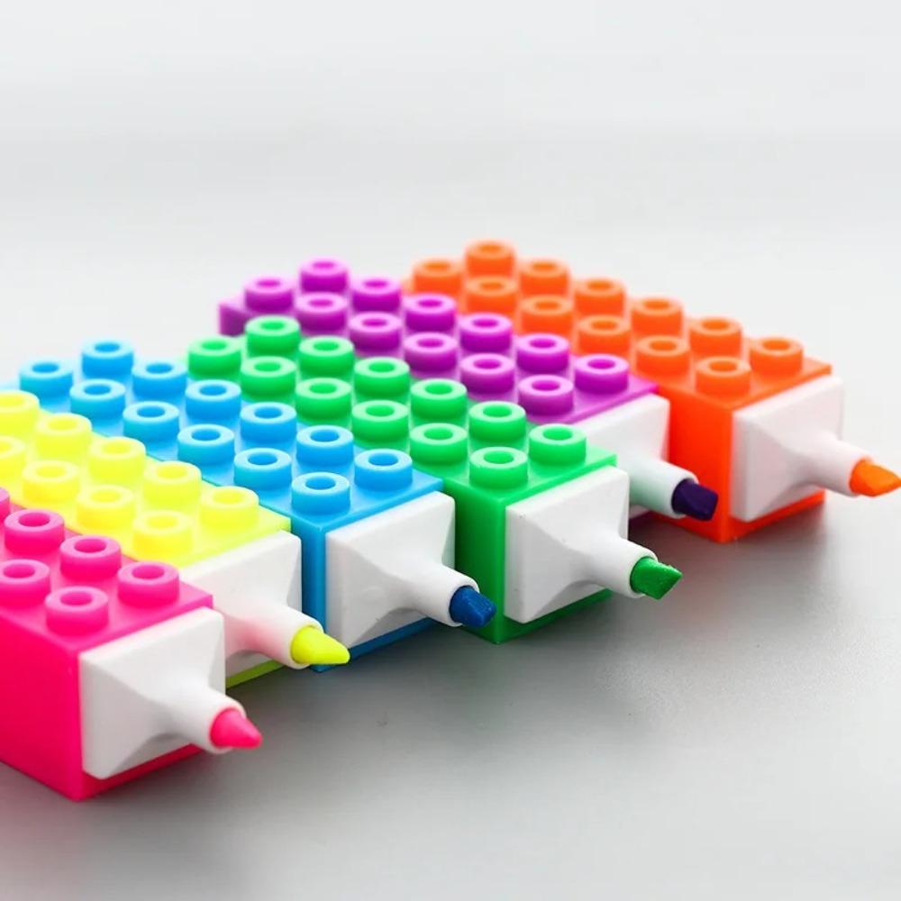 Plastic Building Up Block Highlighter Pen Colorful Markers Pen Art Stationery Highlighters Drawing Tools Office School Supplies