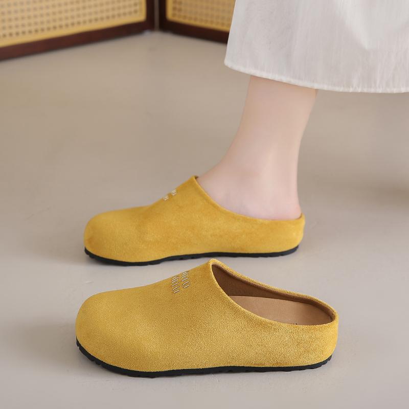 CRLAYDK Women Footbed Comfortable Slip On Mules House Slippers Ladies Suede Leather Backless Casual Outdoor Walking Shoes