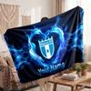 Malmö FF Personalized Fleece Blanket With Football Logo, Custom Name Text Soft Warm Home Throw Blanket