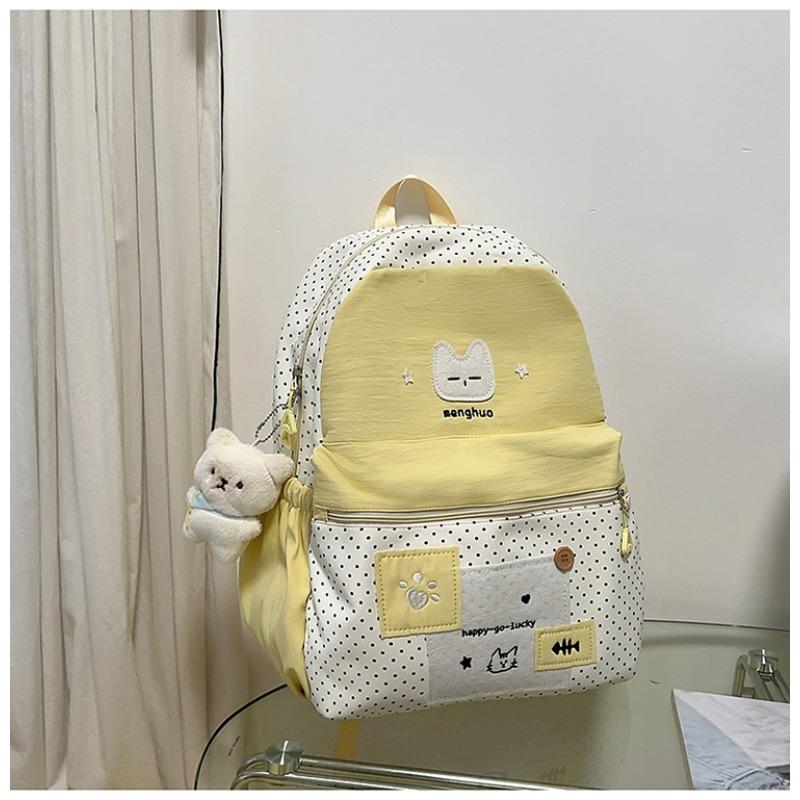 The New Japanese Ins High-value, Fresh and Sweet, Cute Cat Polka Dot Backpack, Lightweight Backpack for Junior High School Students