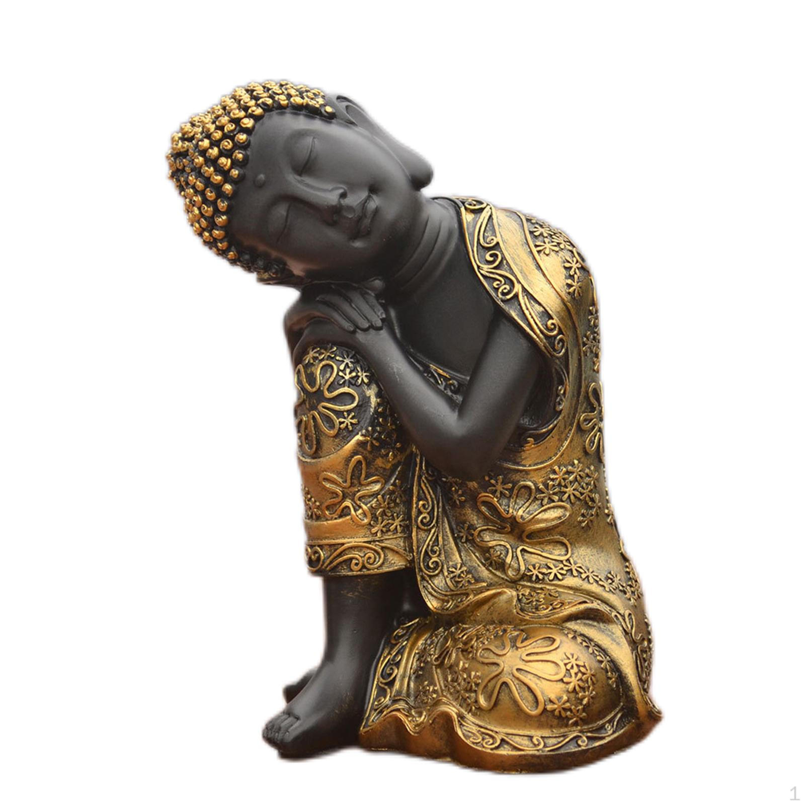 

Дремлющий индийский Будда по фэн-шуй, мир и гармоничная статуя из смолы, сидящая на коленях, для йоги Right_9.5cm x 9cm x 14cm