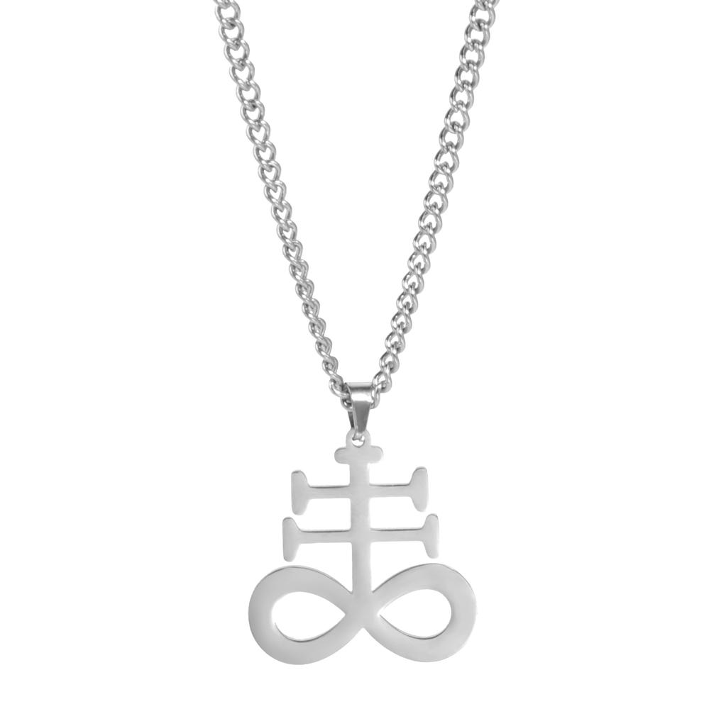 LIKGREAT Ail Of Lucifer Pendant Satanic Cross Symbol Stainless Steel Necklace for Women Men Seal Of Satan Amulet Jewelry Gift
