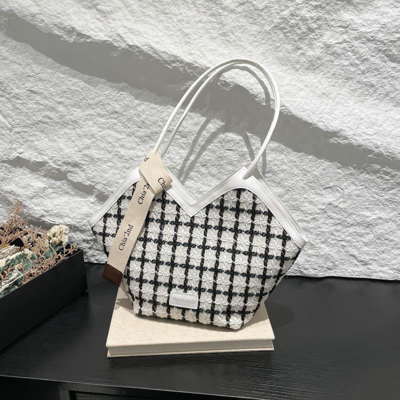 Geometric Check Chic Colorblock Shoulder Bag For Women Perfect For Commuting And Casual