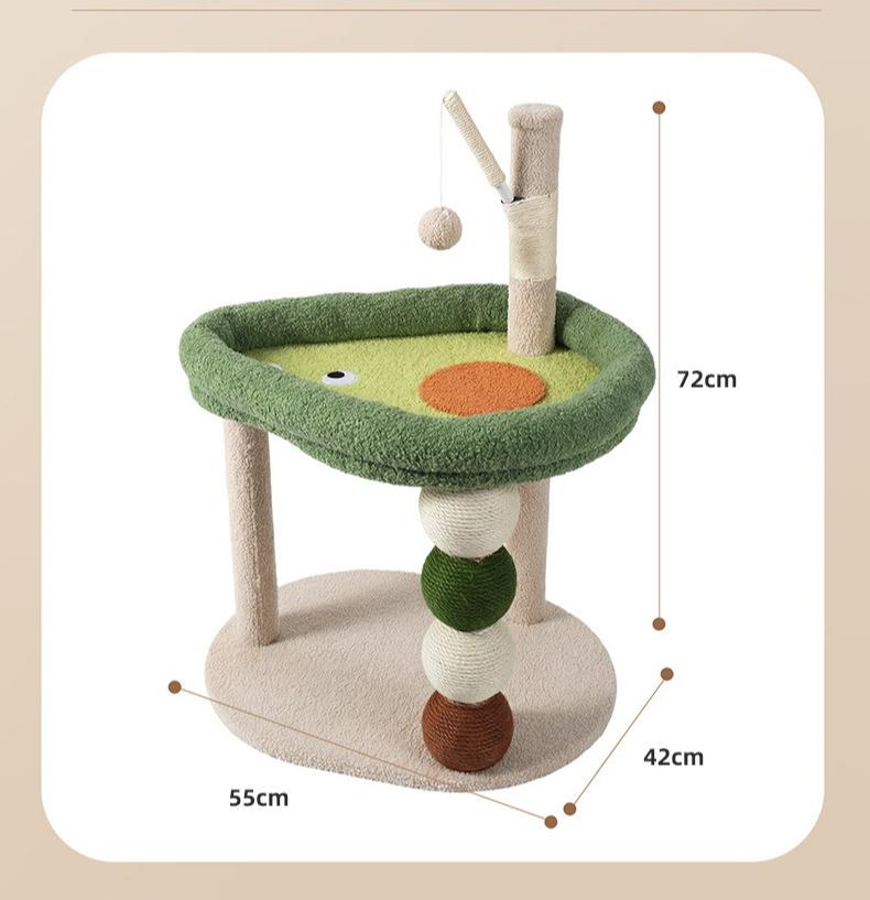 Sisal Avocado Cat Tree All-in-One Cat Condo with Scratching Post & Ball Toy Space-Saving Small Cat Tower for Kittens