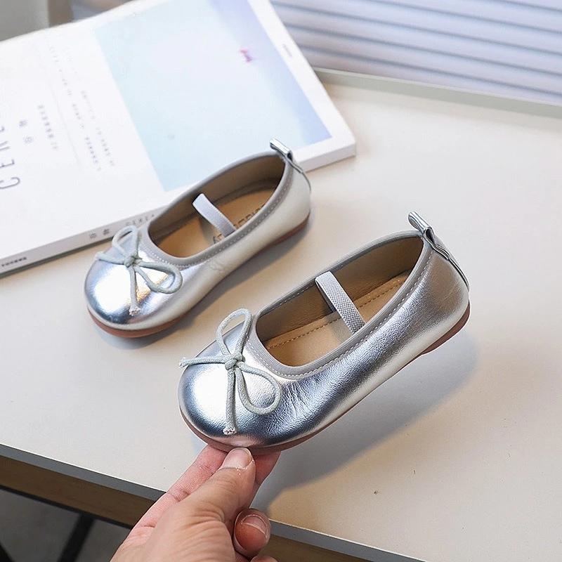 

Children s Flats Spring Autumn Red Versatile Little Girl Ballet Shoes Round-toe Bowknot Kids Princess Leather Shoes New 25