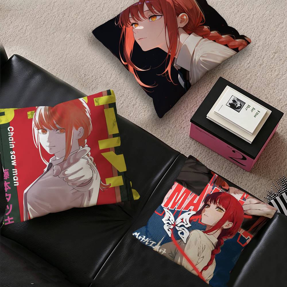 Anime M-Makima Chainsaw Man Cushion Cover Inches Farmhouse Decor Home Throw Pillow Covers for Couch Decorations