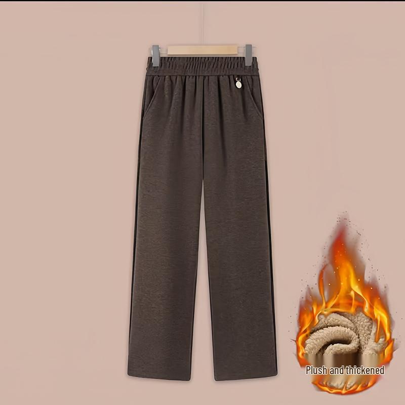 Women's Autumn/Winter High-Waisted Elastic Wool Trousers - Plus Size, Stylish & Loose Fit for Middle-Aged and Elderly Moms (2025 Collection)