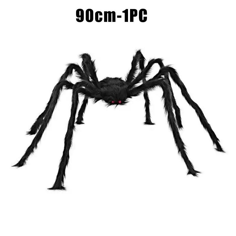 Halloween Home Decor Yard Porch Ornament Haunted House Realistic Artificial Spider Black Plush Halloween Giant Fake Spiders
