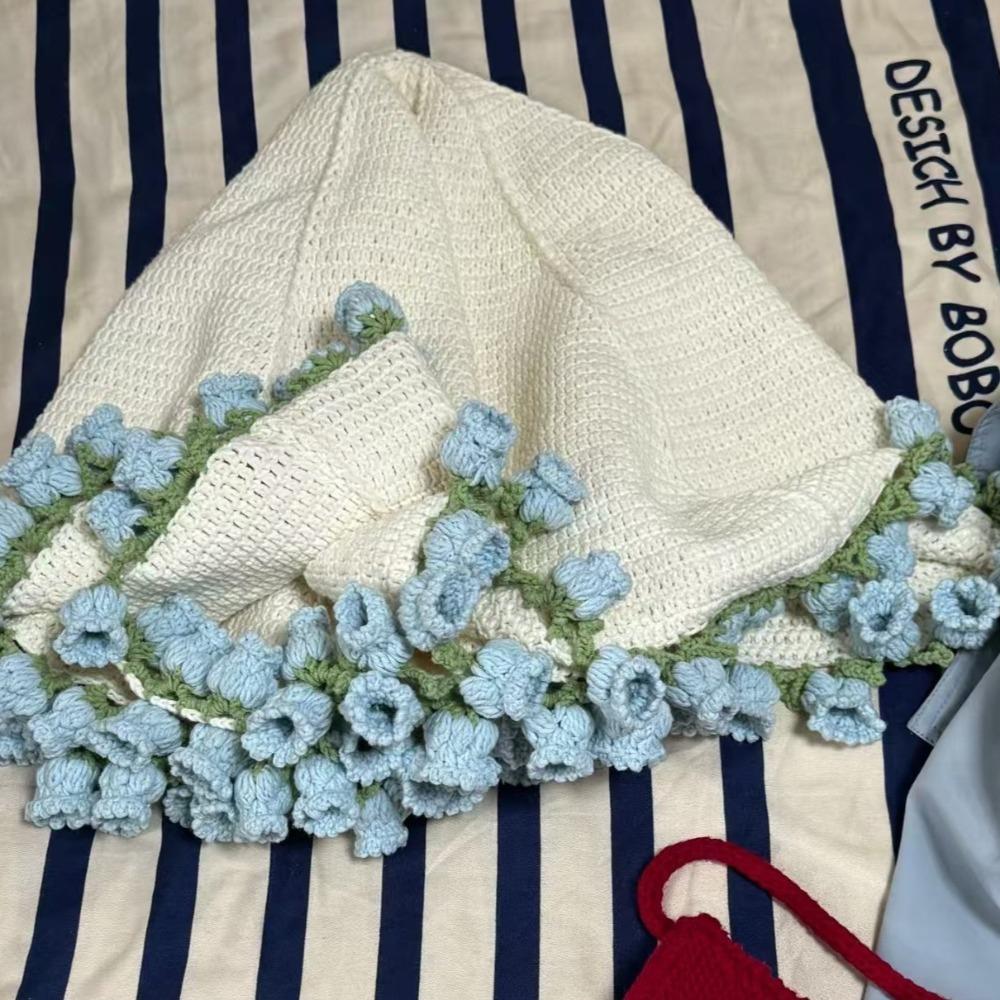 

Fashion Knitted Flower Blanket Crochet Flower Hugging Blanket Orchid Nap Blanket Mother s Day 80cm фіолетовий