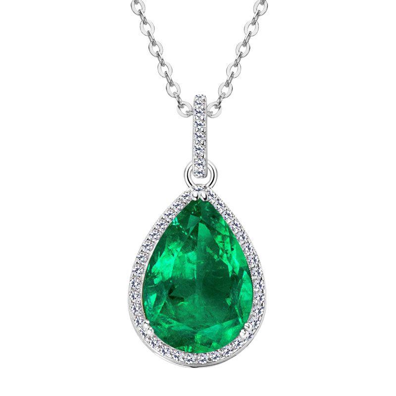

Подвеска Silvere Glam Water Drop Emerald, элитный дизайн для девушек, подвеска из чистого серебра 925 пробы с покрытием из золота K The main stone is 10*14mm белый