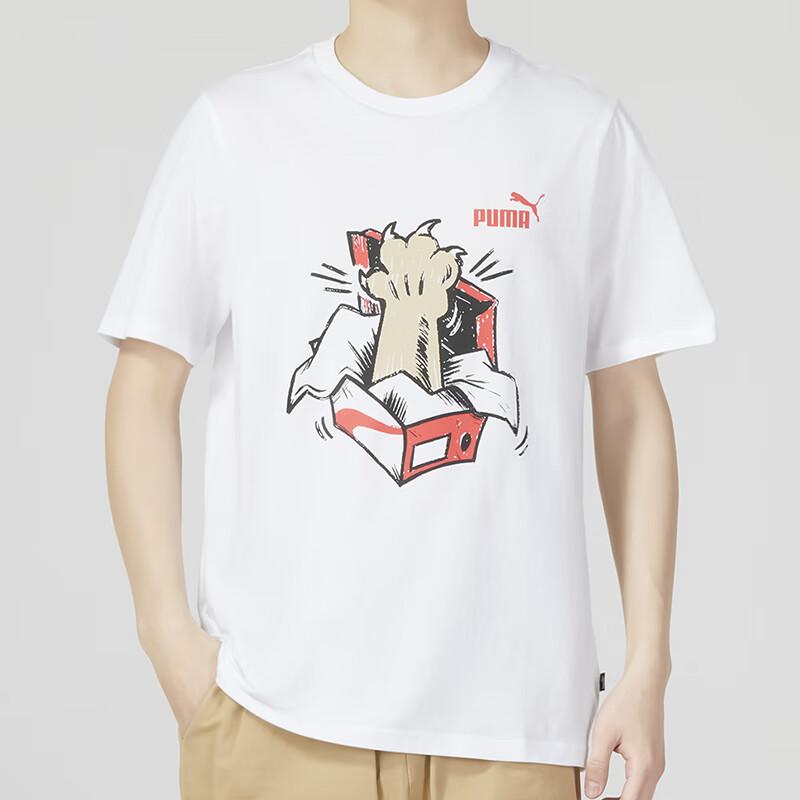 Puma American Retro Cartoon Print Crew Neck Running Short Sleeve T-Shirt Men Tops White 676699-02