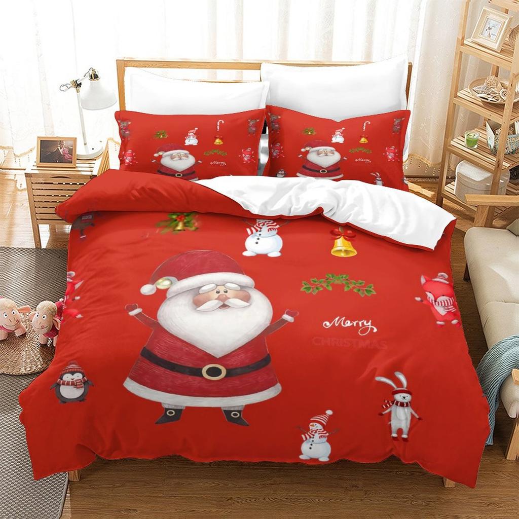 Christmas New Pattern Digital Printing Three-Piece Set 3D Three-Dimensional Polished Chemical Fiber Quilt Cover Pillowcase To Picture