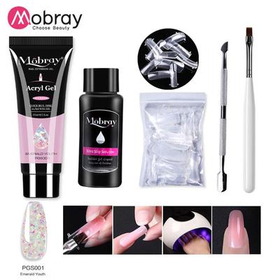 Set de gel pentru prelungire poli cu sclipici Nail Art Clear Camouflage Color Nail Tip Form Crystal UV Nail Gel