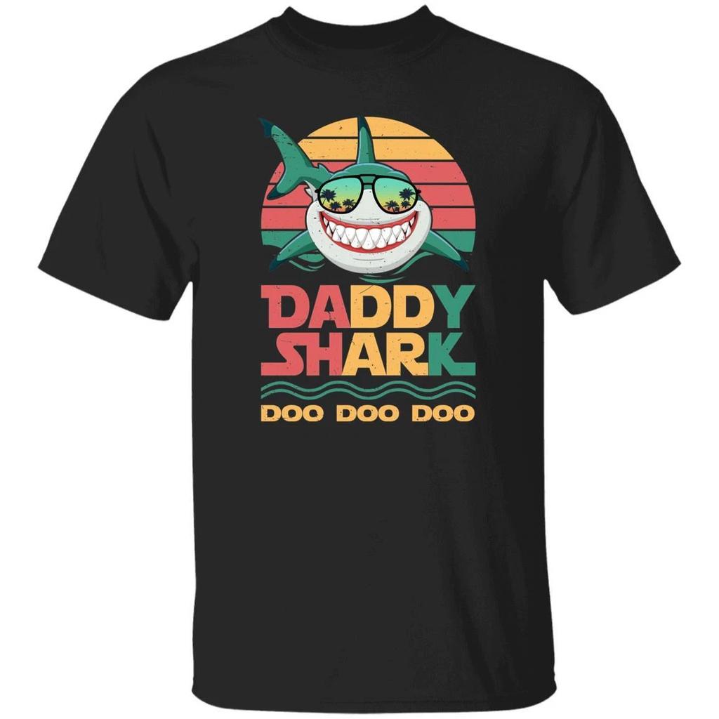 Daddy Shark Father's Day T-shirt gift for father black dark heather