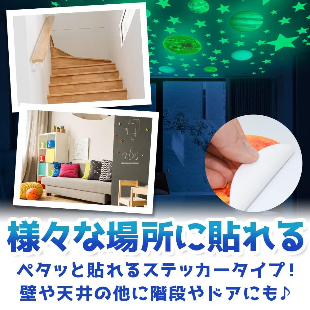 Glow-in-the-dark sticker, solar system wall sticker, solar system, for kids' room (small planet)