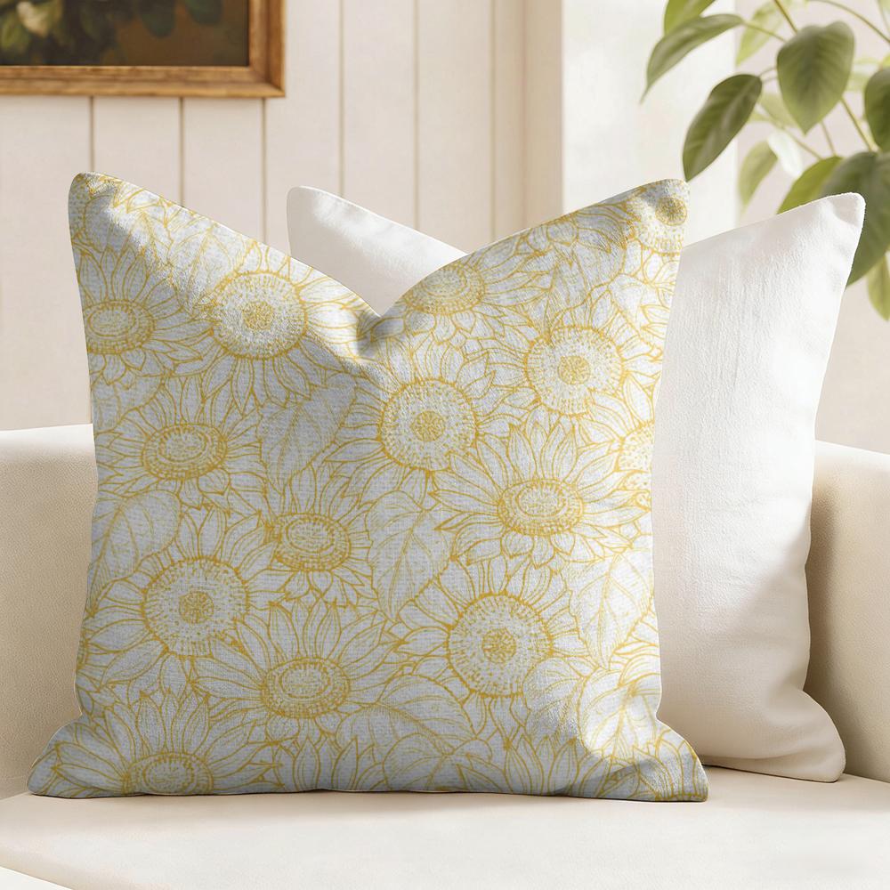 Sunflower Pattern Cushion Cover Natural Linen Pillow Cover DoubleSided Print Cushion Cover for Sofa Home Decor