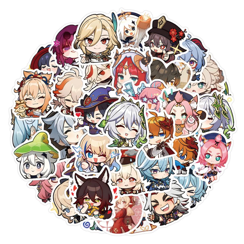 60 New Q Version Genshin Impact Graffiti Stickers, Suitcase Water Cup Mobile Phone Case Decoration DIY Stickers