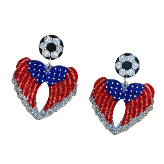 

USA Flag Acrylic Dangle Drop Earrings Independence Day-Themed Earrings Comfortable to Wear Multiple Styles for Sports Holiday Outfits E