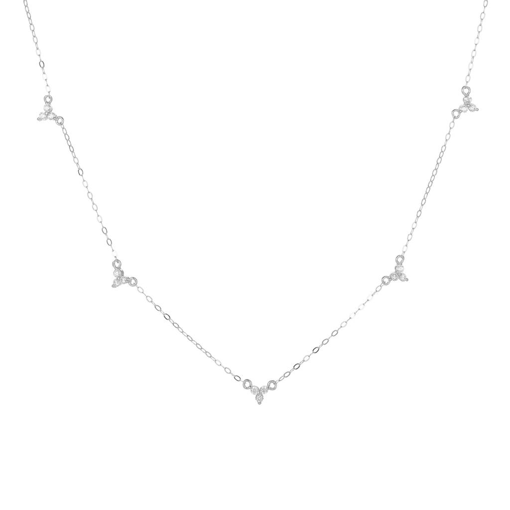 Collana con Stazioni in Argento Sterling 925 a Fiore e Zirconia Cubica Catena Floreale Delicata Oro/Argento | Gioielli Ipoallergenici
