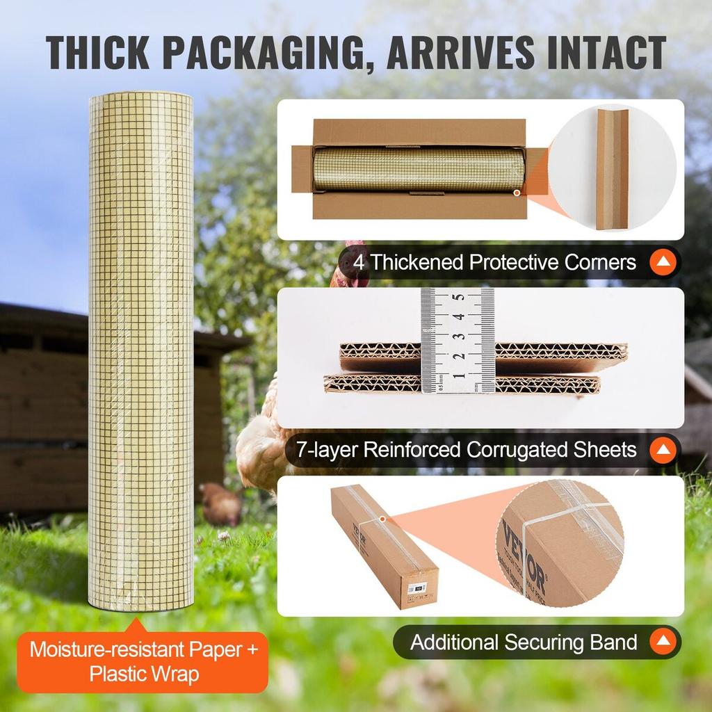 Hardware Cloth, 36'' x 50' Galvanized Wire Mesh Roll, 19 Gauge Chicken Wire Fence Roll, Vinyl Coating Metal Wire Mesh for Chicken Coop Barrier, Rabbit