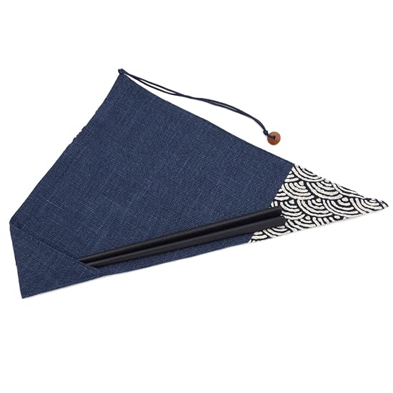 Handmade Studio FUJITA Chopstick Case, Seigaiha (Wave) Pattern X Navy, Fabric, Personal Chopstick Po