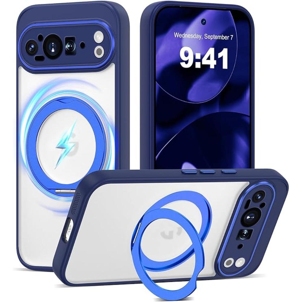 

360°Magnetic Ring Stand Shockproof Translucent Phone Case For Google Pixel 10 9 Pro XL 9a 8a Cell Cover Compatible With Mag-Safe Google Pixel 9 Pro