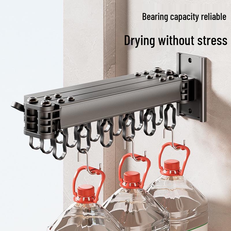 Wall-Mounted Retractable Folding Clothes Drying Rack for Indoor/Balcony Use