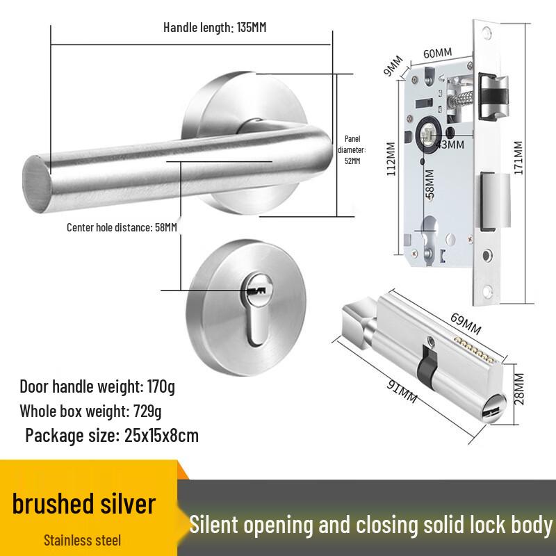 Огнестойкая деревянная дверная ручка-замок из нержавеющей стали Shengbei