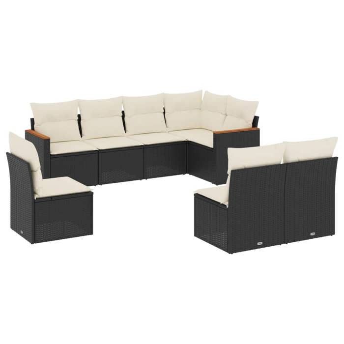 VidaXL Salon de Jardin avec Coussins 8 pcs, Canapés de Terrasse, Ensemble de Meubles de Patio, Mobilier d'Extérieur, Noir 3226042