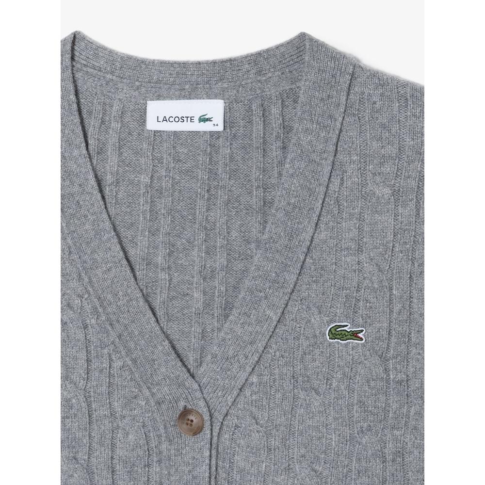 Lacoste Cardigan Dama Tricot Cablu Decolteu V Af299e 54n Uwc q2nAf299e 54nUwc