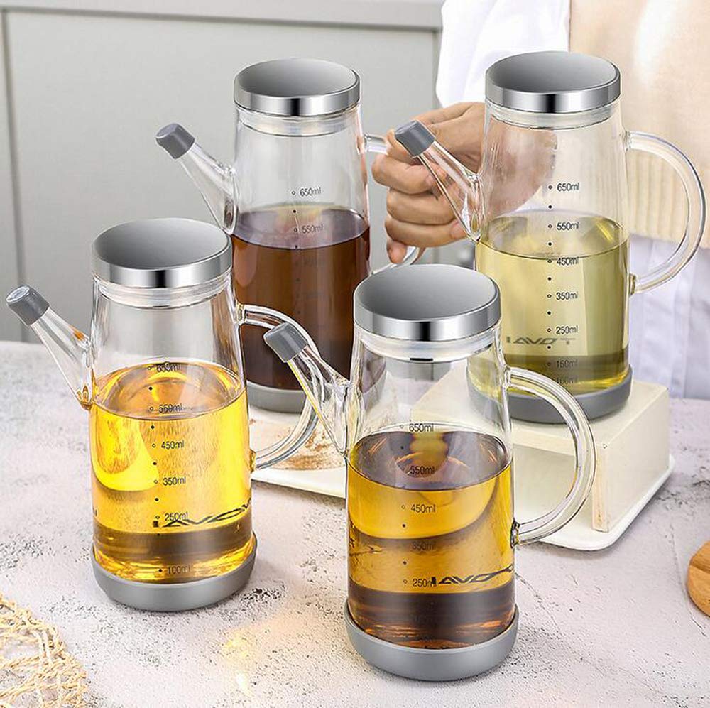 Ölflasche, Gewürzbehälter, Sojasaucenflasche, Essigflasche, Öldispenser, Glasmaterial, staubdicht, 750ml