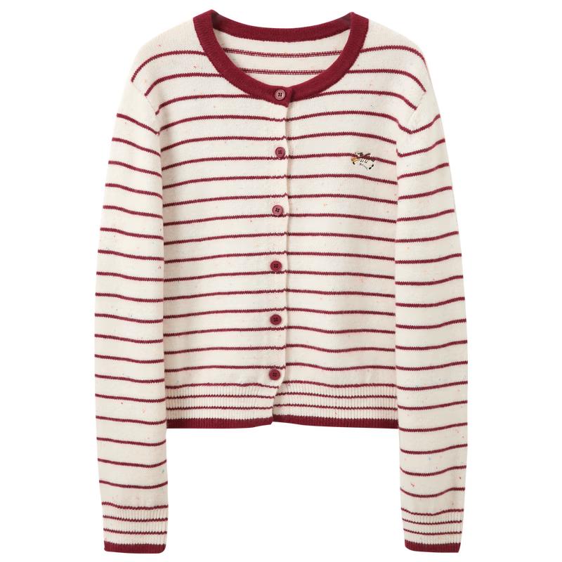 Sancai Women s Round Neck Striped Knit Cardigan L (165/88A)