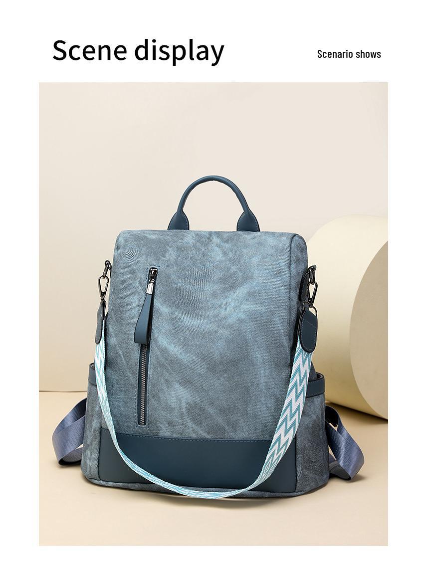 

Женский рюкзак в корейском стиле с защитой от краж, большой вместимости, из мягкой кожи, многофункциональный, коллекция осень 2025 31x15x33 синий