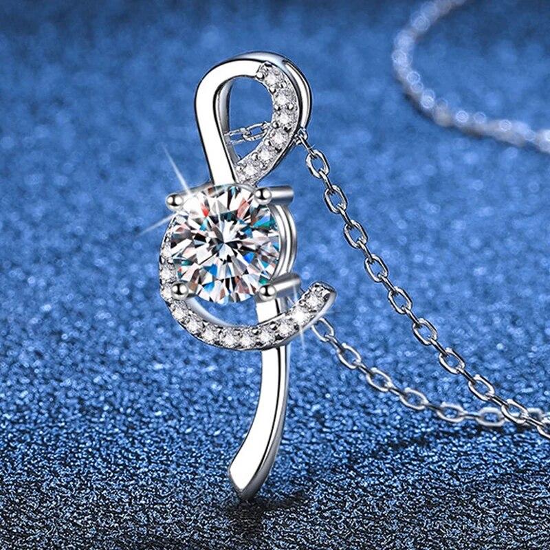 New New 6.5mm S925 Sterling Silver Dvvs1 Moissanite Necklace for Women Note Shine Pendant Elegant Jewelry Christmas Gift GRA