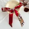 Long silk scarf new niche fashion versatile plaid leopard print neck scarf headscarf headband hair tie decorative belt
