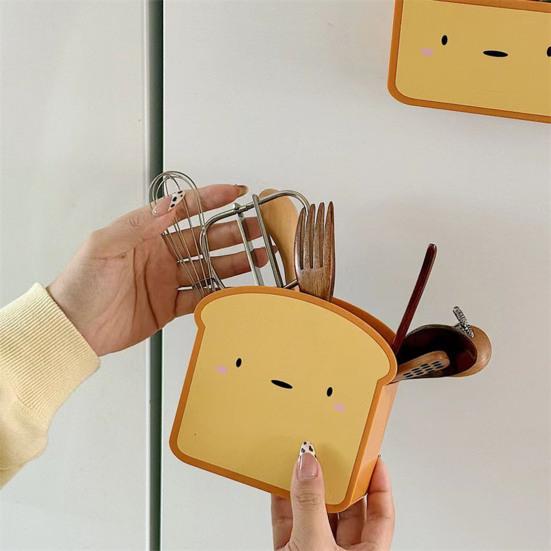 2Pcs Toast-Shaped Magnetic Refrigerator Storage Box No-Drill Wall-Mounted Organizer for Kitchen Office Space-Saving Cute Home Decor for Spice Tea