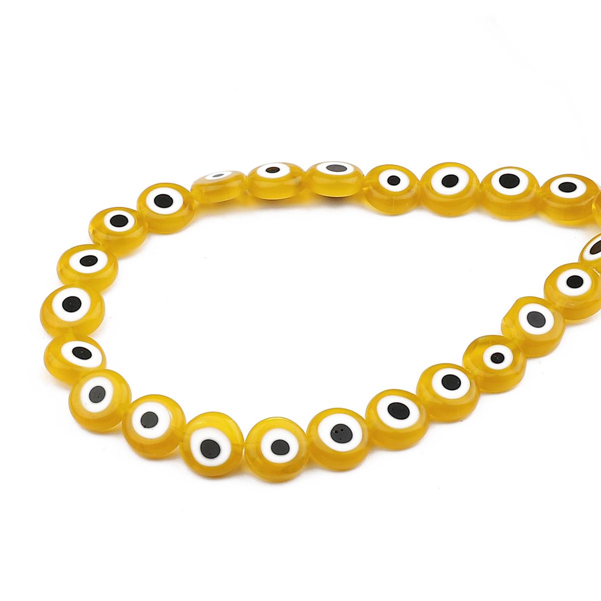 

6/8/10 мм модные сплюснутые бусины Люли от сглаза для самостоятельного изготовления ювелирных изделий 6mm 60pcs жёлтый