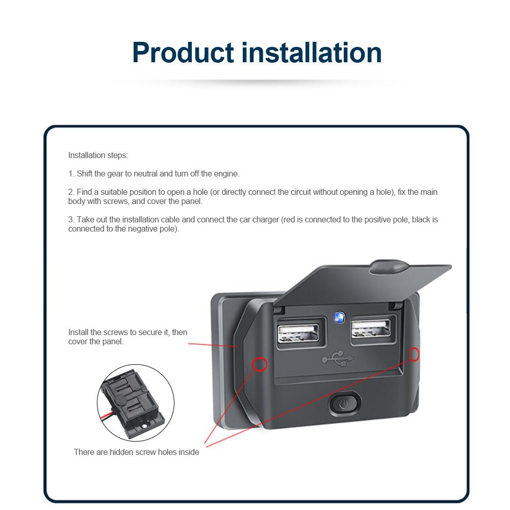 QC3.0 PD Car Charger Socket Quick Charge Dual USB with ON/OFF Outlet Panel Adapter 12/24V for Truck Camper Caravan Accessories